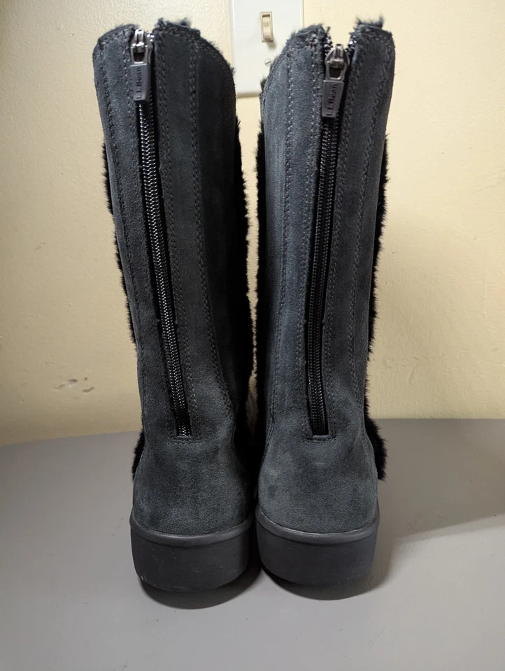 L.L. Botas de invierno Bean para mujer talla 8M tacón bajo media pantorrilla, cremallera trasera, gamuza verde azulado Foto 4 de 4