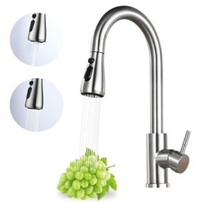 Kitchen Faucet with Pull Down Sprayer, High Arc Single Handle Brushed Nickel