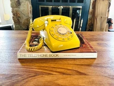 Vintage Western Electric Yellow Working Rotary Dial Phone, Yellow Telephone