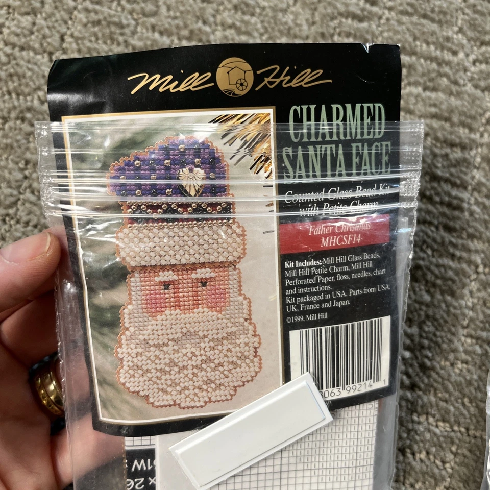 Mill Hill Encantado Navidad Santa Cara Nieve Dije Kits Vidrio Brad Adornos Foto 3 de 4
