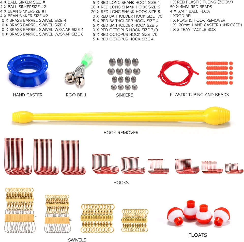 Caja de aparejos de pesca de doble capa con 250 piezas Kit de aparejos surtidos ganchos, plataformas Foto 4 de 4