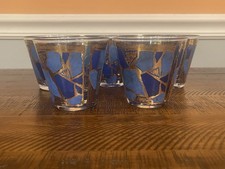 Vintage Georges Briard 1950  s Stain Glass EUROPA LOWBALL Glasses Set Of 5