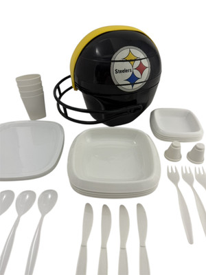 Pittsburgh Steelers VINTAGE Full Size Helmet 34 pc Tailgate Party Serving Set