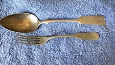 Antique Alaska Silver Nickel Silver Serving Fork and Spoon Early 1900's