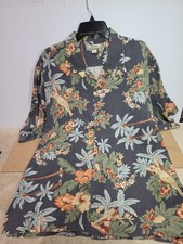Men's Tommy Bahama Tropical Gray Floral 100 Silk Hawaiian Shirt Size XL