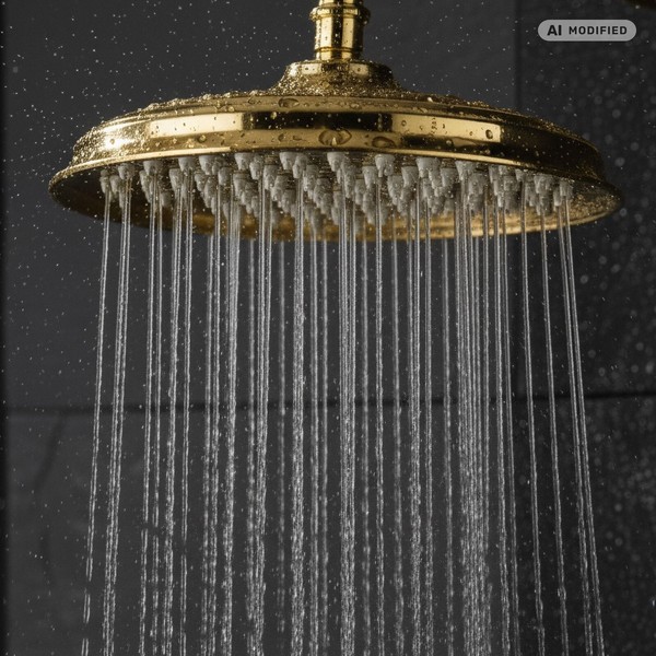 PaulGurkes Kopfbrause Gold Retro Nostalgie 25Cm Regendusche-image