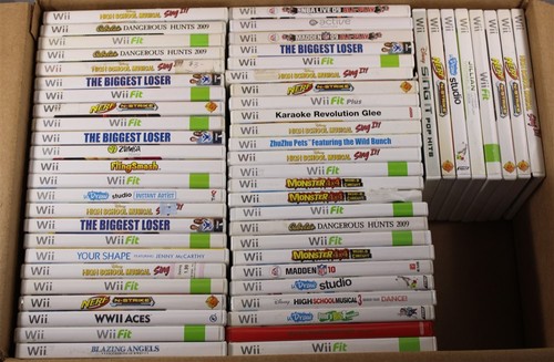 Lot of 55 Nintendo Wii Games - Biggest Loser, Dangerous Hunts, Monster 4X4