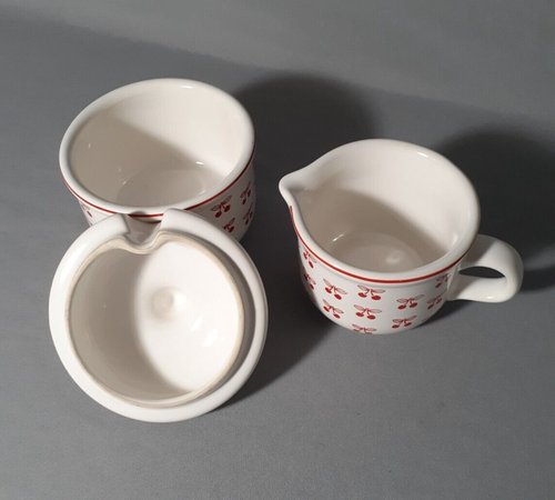 Vintage Waechtersback Cream and Sugar w/Lid Red Cherries Made in West Germany. - Picture 4 of 9