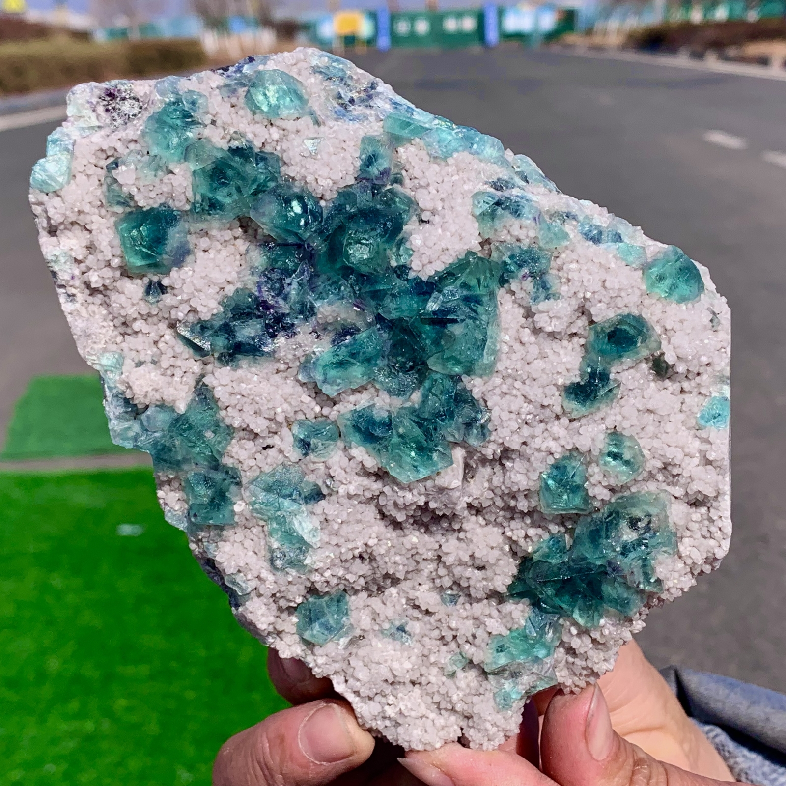 Rare 1.84LB Transparent Green Cubic Fluorite Crystal Specimen from China