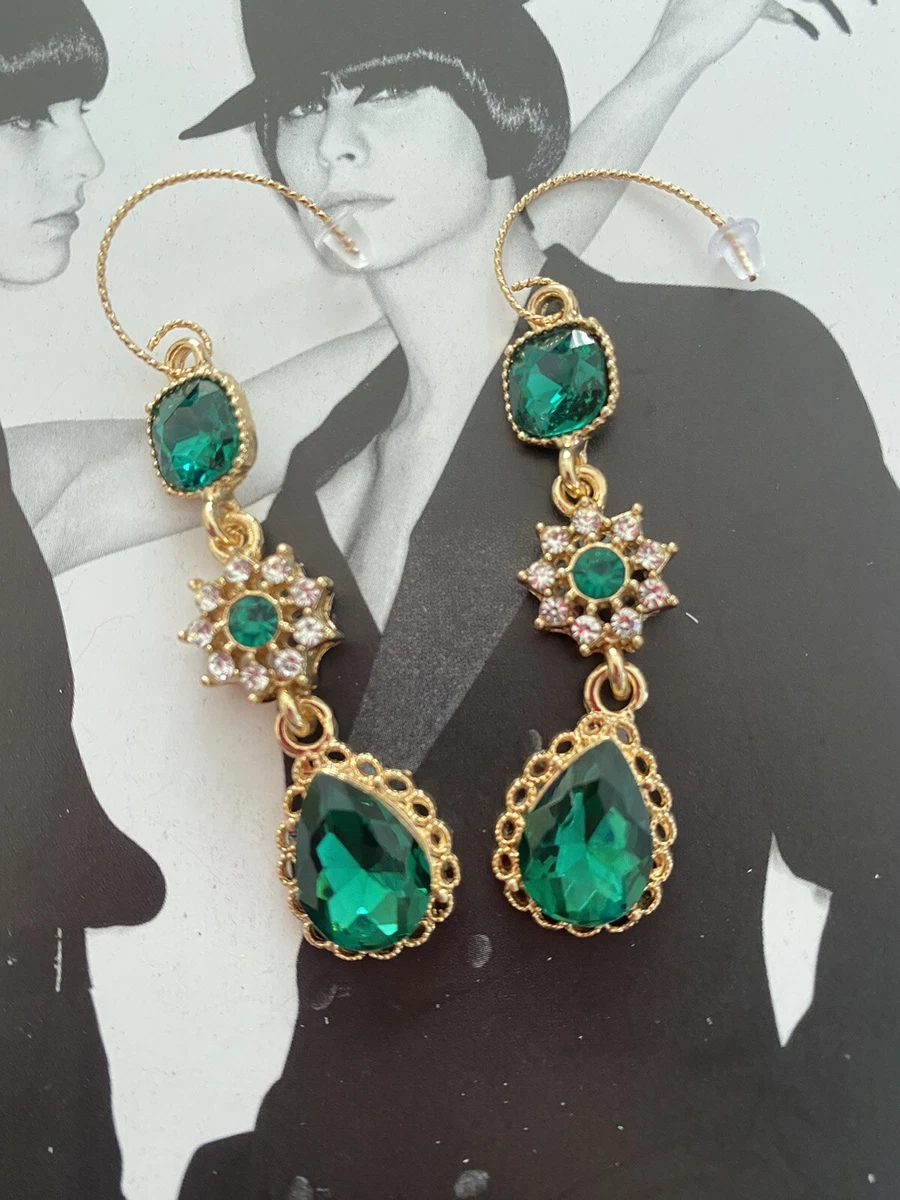 Green and gold statement best sale earrings