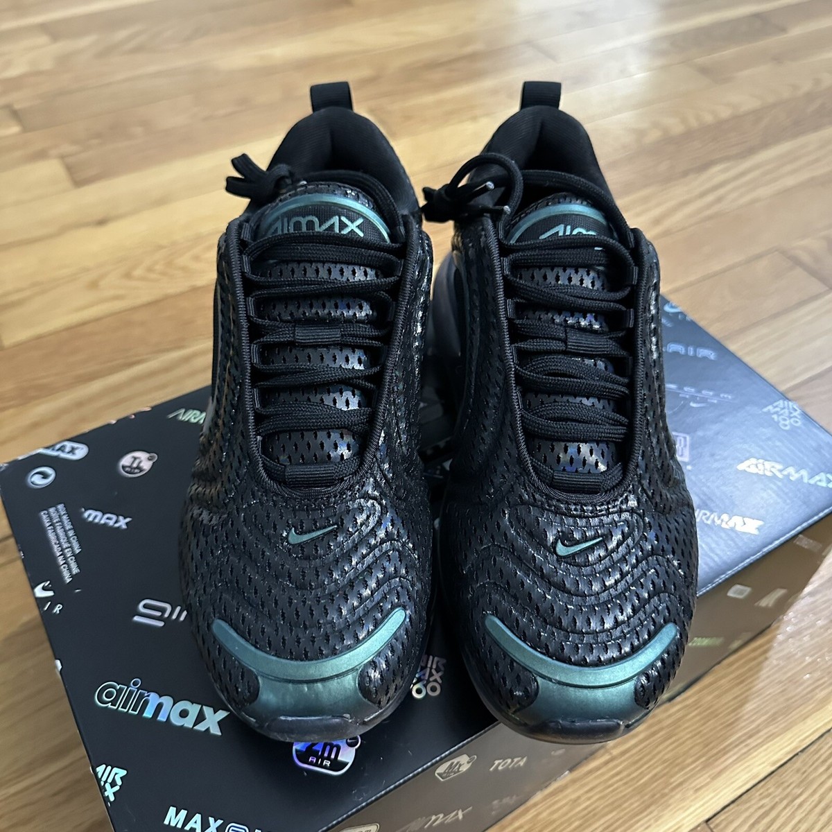 Nike Womens Air Max 720 Throwback Future Black Silver Shoes Size