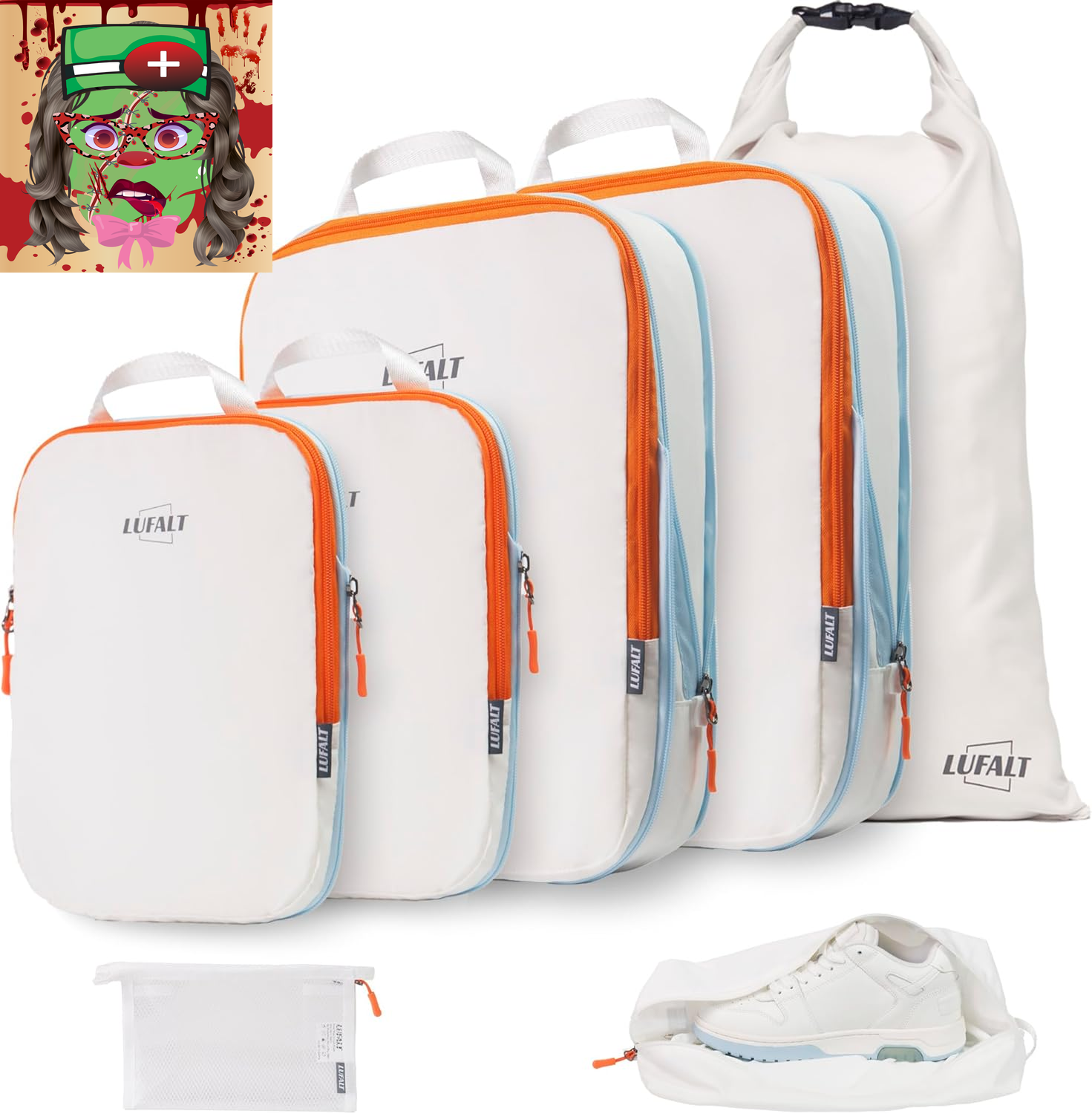 Compression Packing Cubes 7 Set, Travel Essentials for Carry-On Organizer Bags,-image