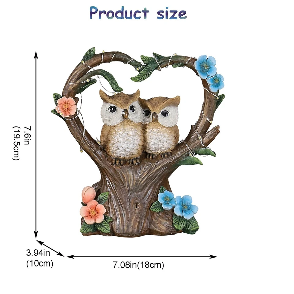 Estatua Solar de Búho de Jardín con Luces LED para Patio Césped Adornos, Interior Exterior... Foto 3 de 4