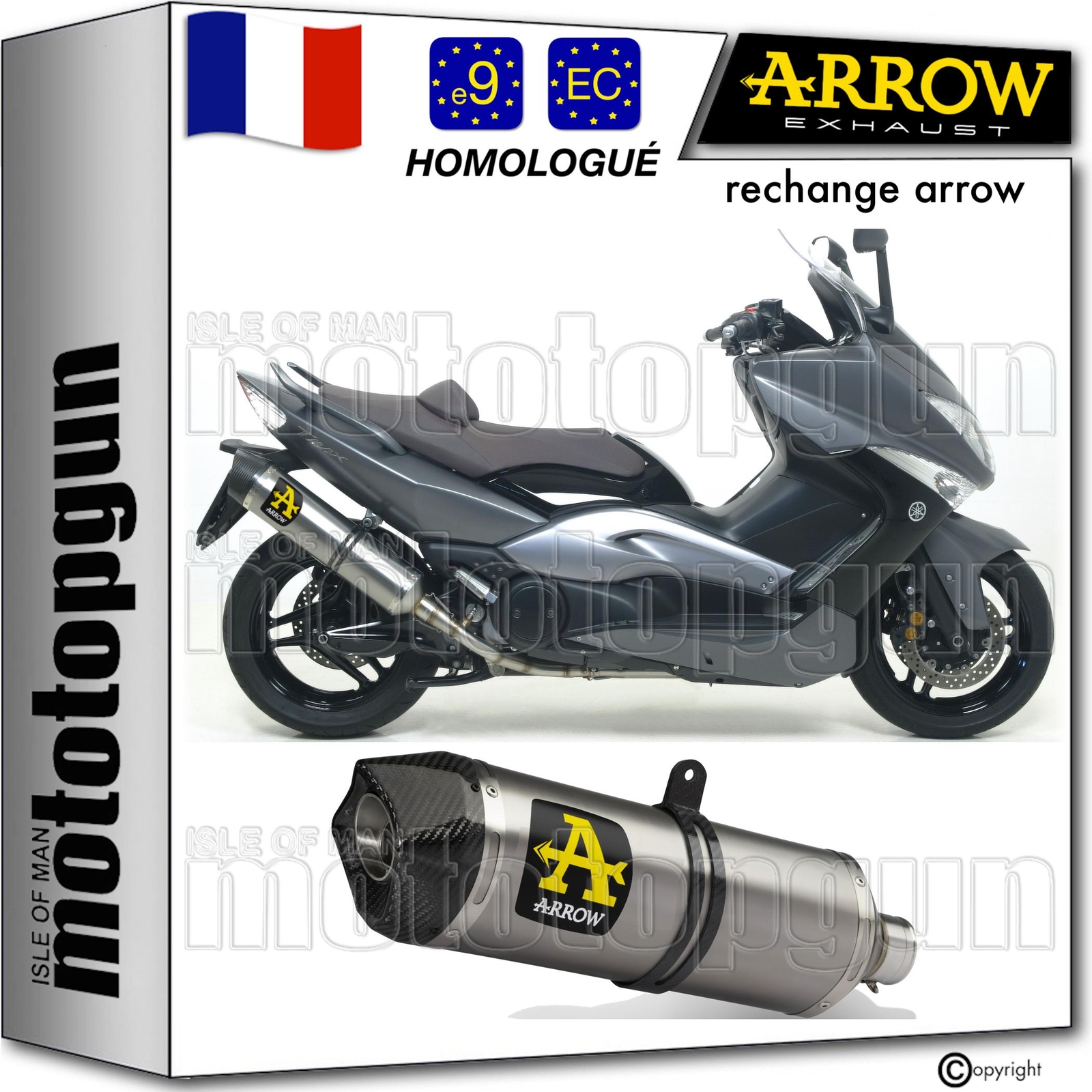 Pot echappement approuve Arrow pour affronter les trajets urbains quotidiens en Tmax 500 2010