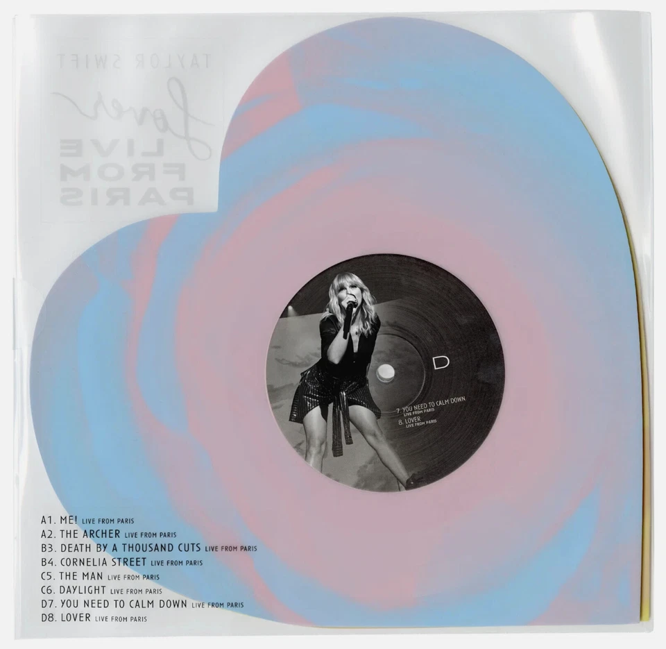 Taylor Swift Lover Live From Paris Heart Shaped 2025 Vinyl RARE NEW Pink & Blue - Image 3 of 4