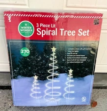 Winter Wonder Lane 270-Count White Lights 3-Piece Spiral Holiday Tree Set