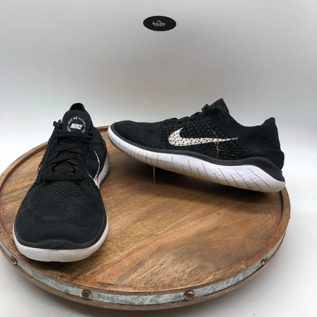 Nike Free RN Flyknit 2018 Womens Size 9.5 Black White 942839 001
