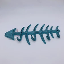 Decorative Fish Bones Cast Iron Wall Mounted Towel Rack Hanger with 4 Hooks