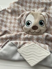BOOGINHEAD PaciPal Plush Lovey Teether Security Toy Puppy Dog Brown Houndstooth