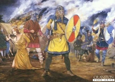Norseman Dark Ages military art post card  A Viking Raid by Brian Palmer.