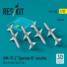 AIM-7E-2 Sparrow III Missiles 4 pcs 1:32 3D ResKit RS32-0456