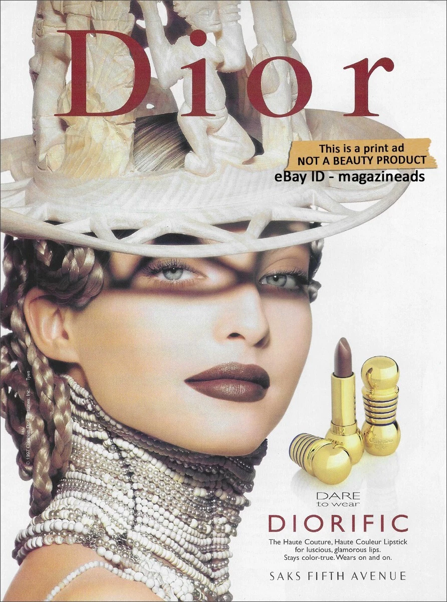 vintage DIOR Beauté 1 Page IMPRIMÉ AD 1998 KRISTINA SEMENOVSKAIA belle femme