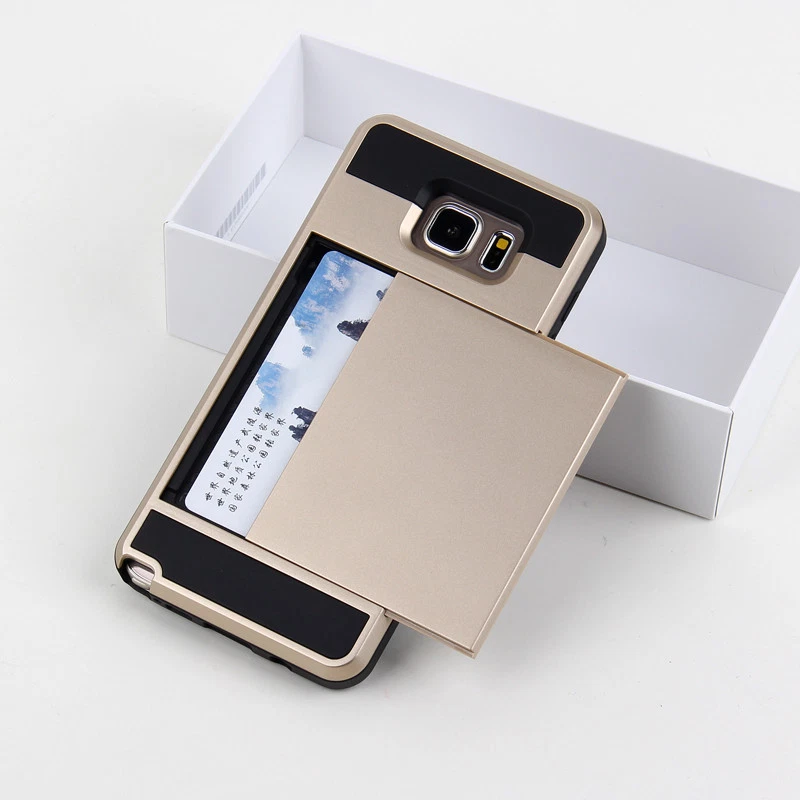 Slide Wallet Case Samsung Note 4 8 9 Credit Card Wallet + Glass - Image 3 of 3