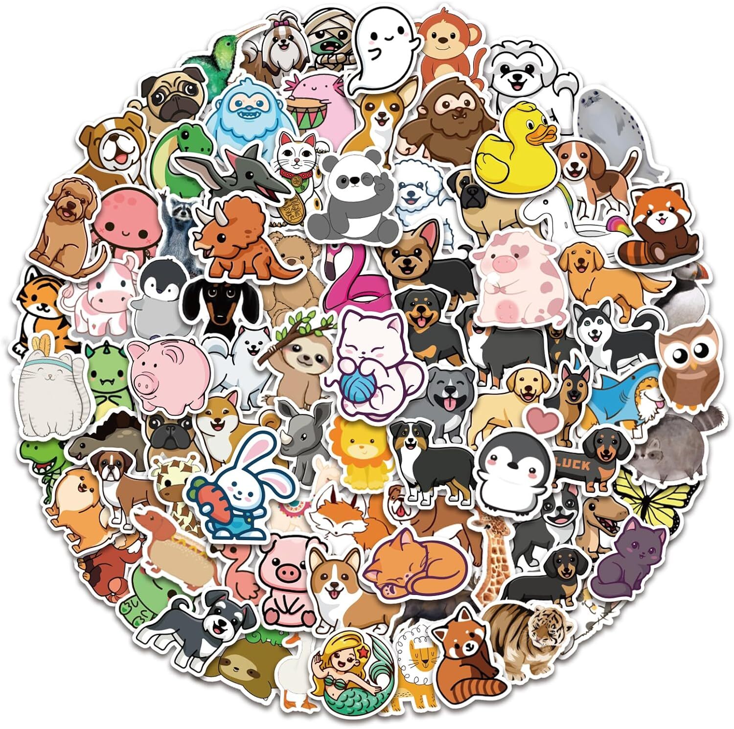 200 PCS Cute Animal Stickers,Colorful Waterproof Multicolor