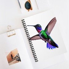 Vibrant Hummingbird Notebook  Green, Blue  Lilac Design  Nature Lovers Gift