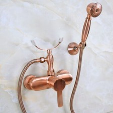 Antique Red Copper Bathroom Faucet Set Bathtub Handheld Shower Taps Kit 2na349