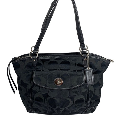 Coach Leah Black Signature Logo Jacquard Tote Shoulder Bag F13139 w/ Hang Tag