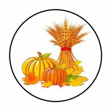 48 FALL PUMPKIN HARVEST ENVELOPE SEALS LABELS STICKERS 1.2" ROUND