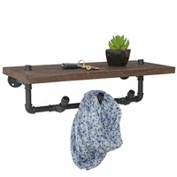 Wandgarderobe MCW-C45, Ablageregal HäNgegarderobe, Industriedesign Braun