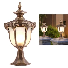 Outdoor Post Light Lamp Fixture Vintage Bronze Lantern Garden Gate Column Light