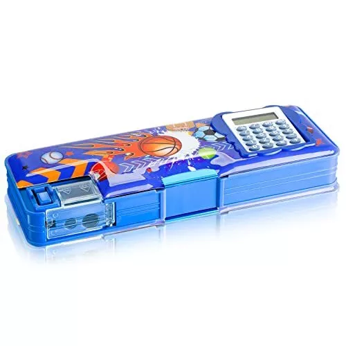 Pencil Box for Boys Basketball Pencil Case with Calculator and Pencil  Sharpener