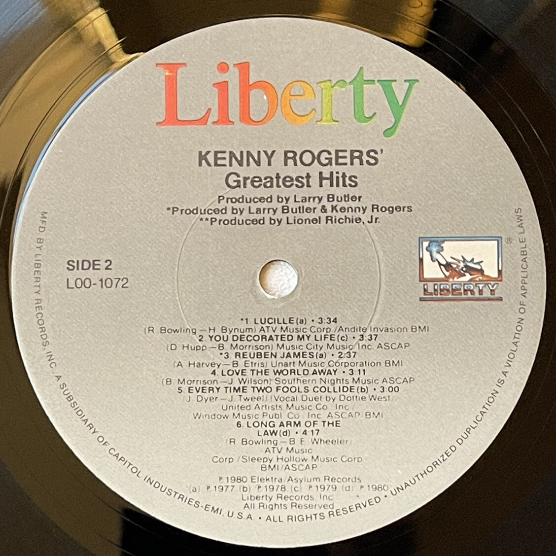 Kenny Rogers' Greatest Hits Vinyl Wrap LP Album 198012 Iconic Huge