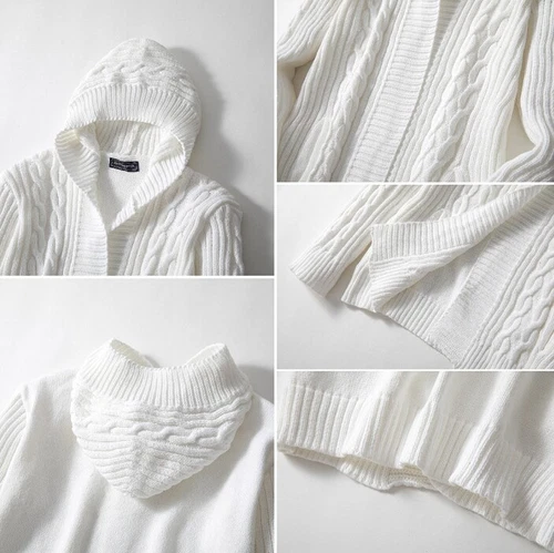 Men Knitted Jacket Slim Long Sleeve Cardigan Casual Sweater Coat Hoodie - Bild 5 von 6