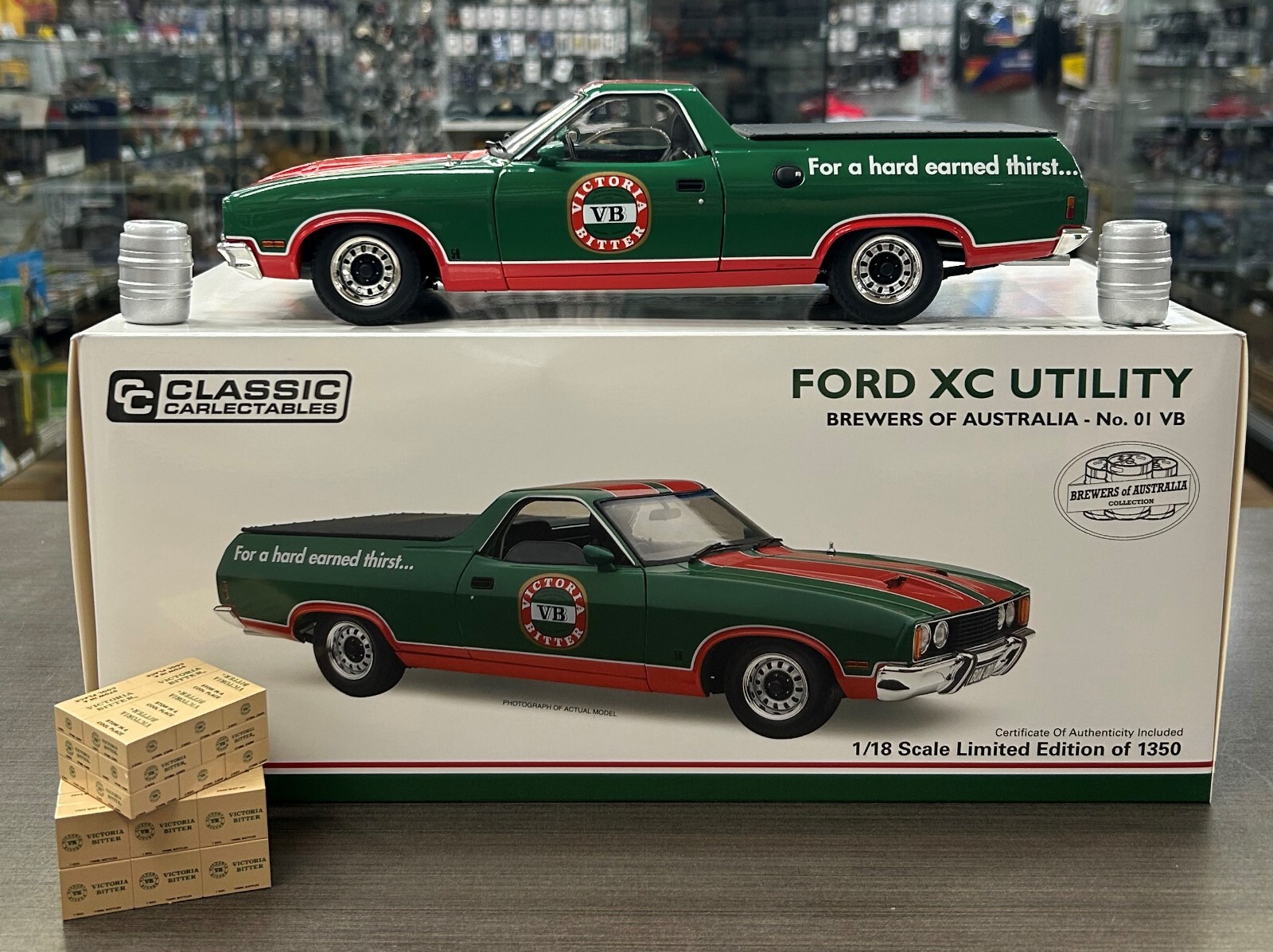VICTORIA BITTER VB BREWERS AUSTRALIA BEER FORD XC UTE #1 1:18 MODEL CAR