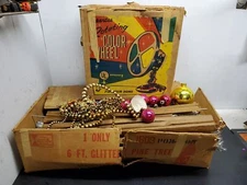 VTG ALCOA ALUMINUM 6' GLITTER CHRISTMAS TREE & SPARTUS COLOR WHEEL ORIG BOXES!