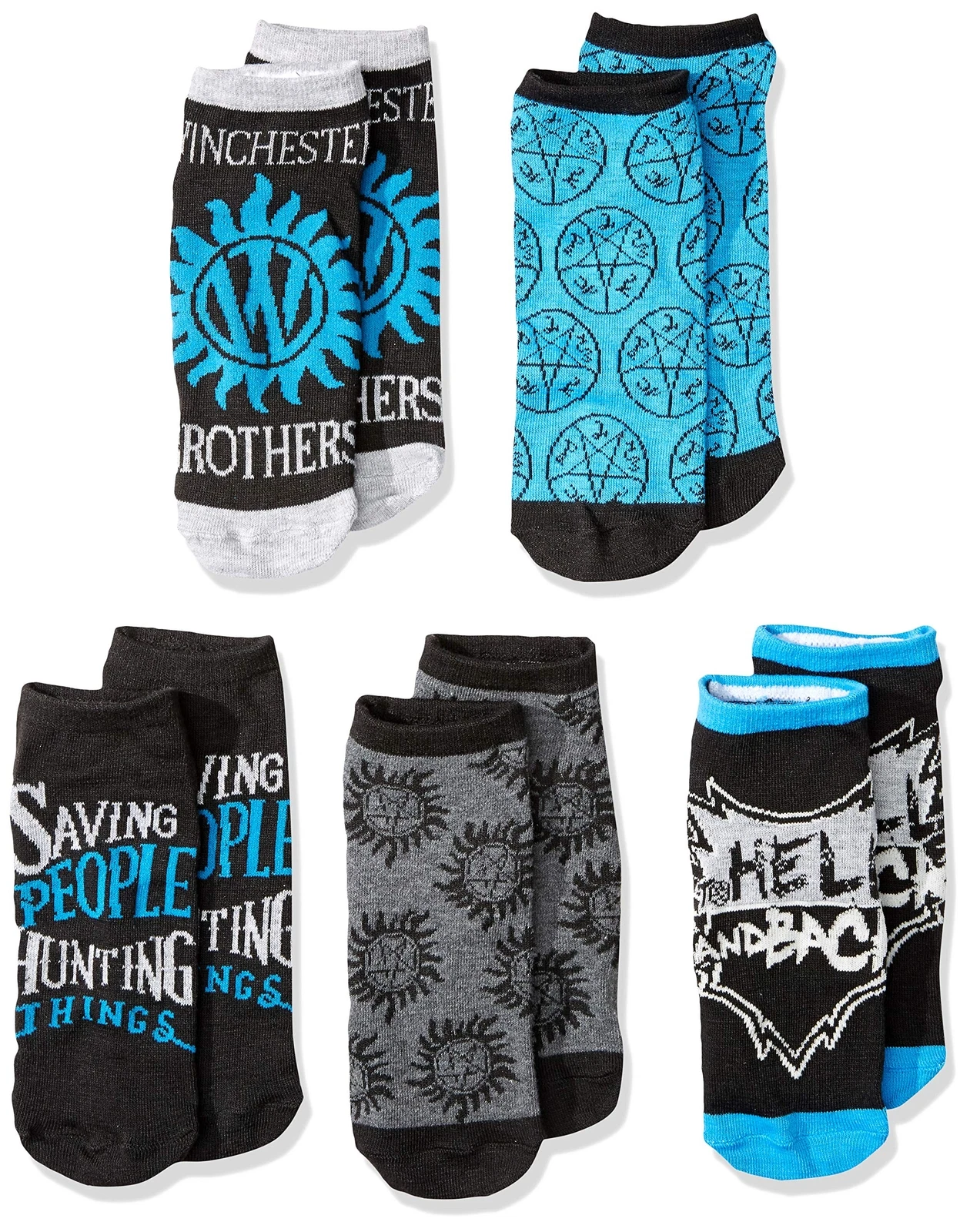 Supernatural unisex-adult Winchester Brothers 5 Pack Ankle Socks Shoe Size 4-10