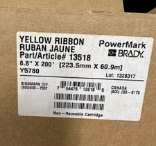 New Brady POWER MARK 13518 YELLOW RIBBON CARTRIDGE 8.8" X 200' Y5780