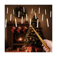 Homemory Hanging Floating Candles with Wand Remote and String, 12 Pcs Flying ...