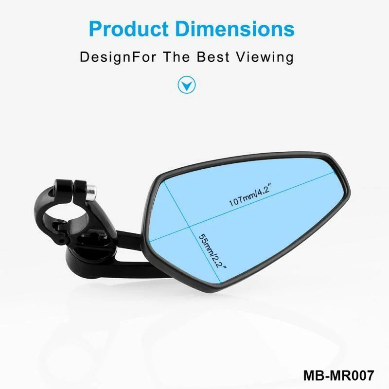 Universal Blue Motorcycle Billet Aluminum 7/8" 22 Bar End Rearview Side Mirrors - Image 4 of 4