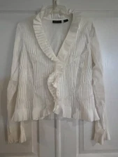 Moda International Ivory Tuxedo Top Size Large