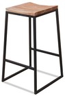 industrial metal  base Wooden seat Bar Stool solid wood  Accacia 77cm 