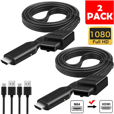 2 Pack N64 To HDMI Converter Adapter Cable For Nintendo Gamecube Super NES SNES