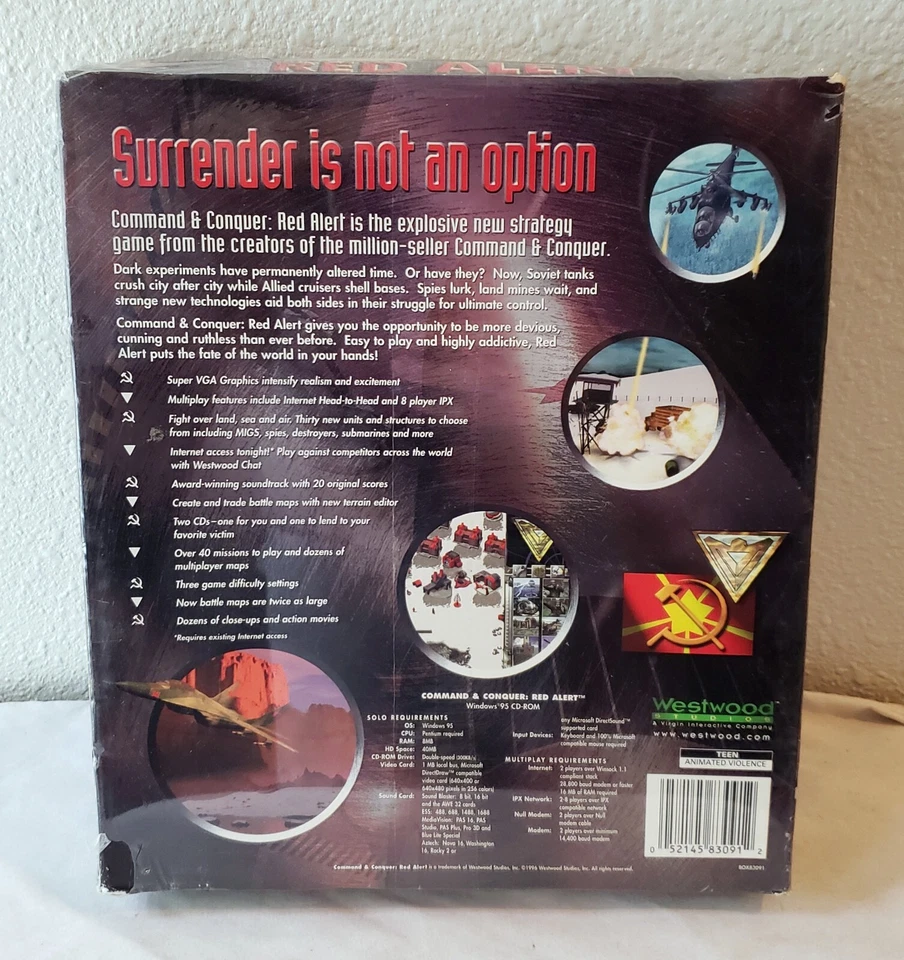 Sealed Command & Conquer: Red Alert Windows '95 CD-ROM Big Box PC Game 1996 - Image 2 of 4