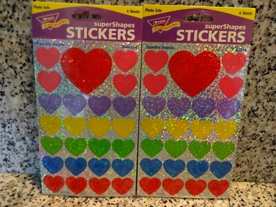 Trend Sparkle Hearts Super Shapes Stickers-2 Pkg. Of 4 Sheets Each-New In Pkg.