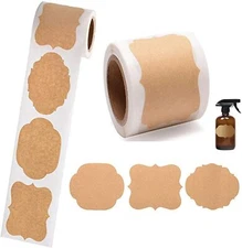 300Pcs Kraft Gift Labels Stickers, Small Sticky Blank Labels for Canning Jars
