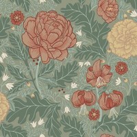 14002 - Ekbacka Blumenmuster Eiche BläTter GrüN Blau Galerie Tapete